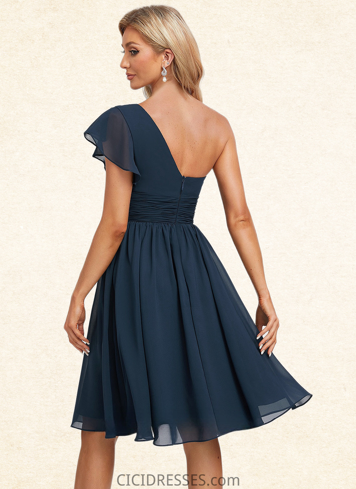 Briana A-line One Shoulder Knee-Length Chiffon Homecoming Dress With Ruffle CIC8P0025722