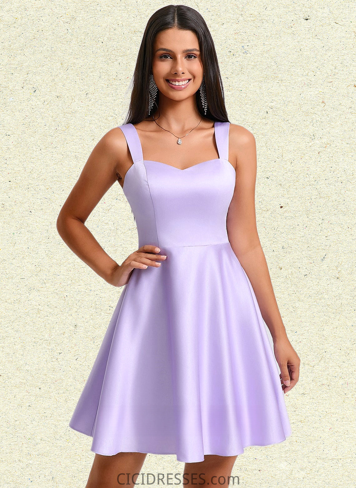 Shyanne A-line Sweetheart Short Satin Homecoming Dress With Bow CIC8P0025682