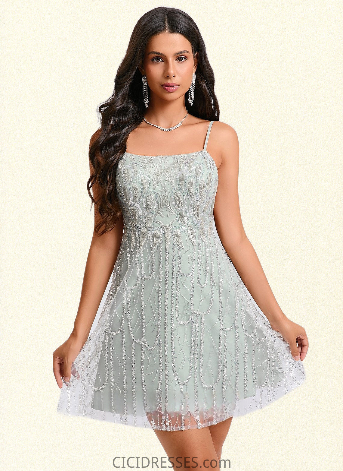 Lilith A-line Scoop Mini Sequin Homecoming Dress With Sequins Beading CIC8P0025689