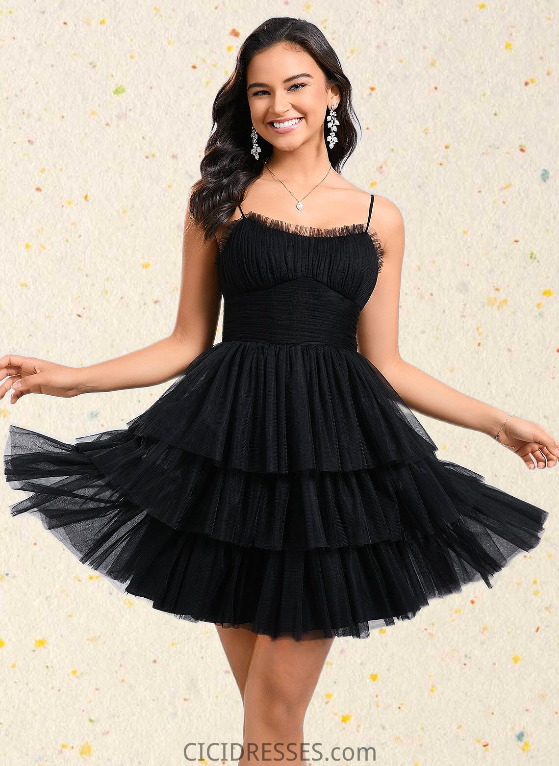 Winifred Ball-Gown/Princess Scoop Short Tulle Homecoming Dress With Pleated Ruffle CIC8P0025648