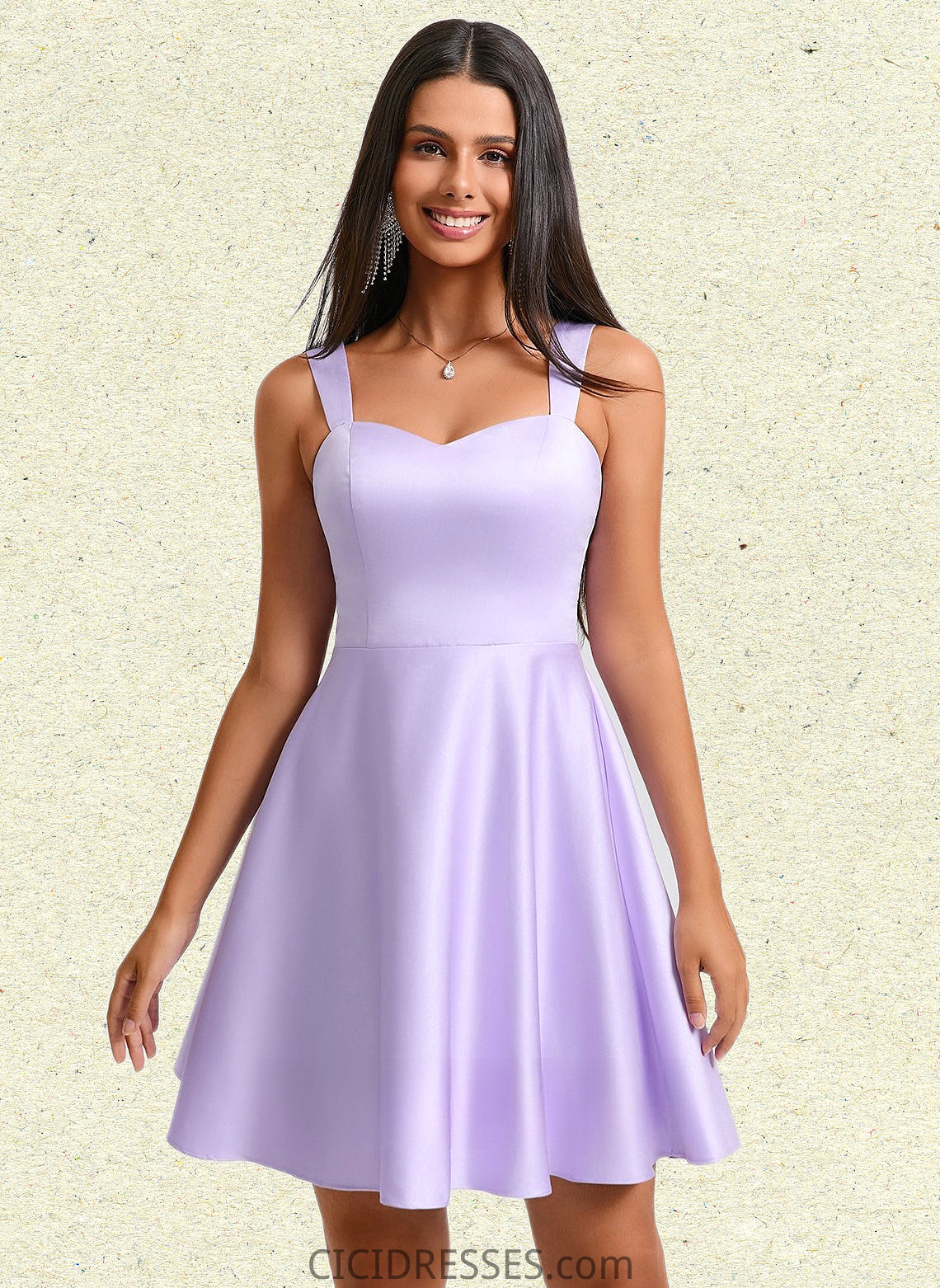 Shyanne A-line Sweetheart Short Satin Homecoming Dress With Bow CIC8P0025682