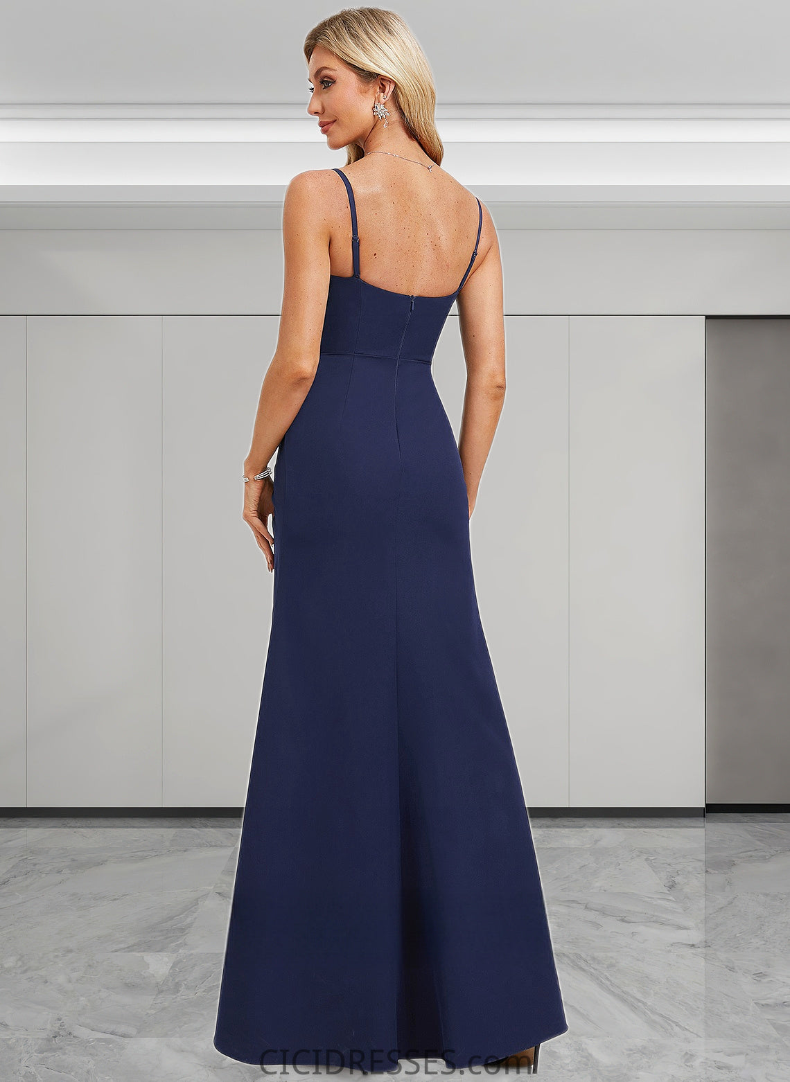 Stephany Trumpet/Mermaid Cowl Floor-Length Stretch Crepe Bridesmaid Dress With Ruffle CIC8P0025766