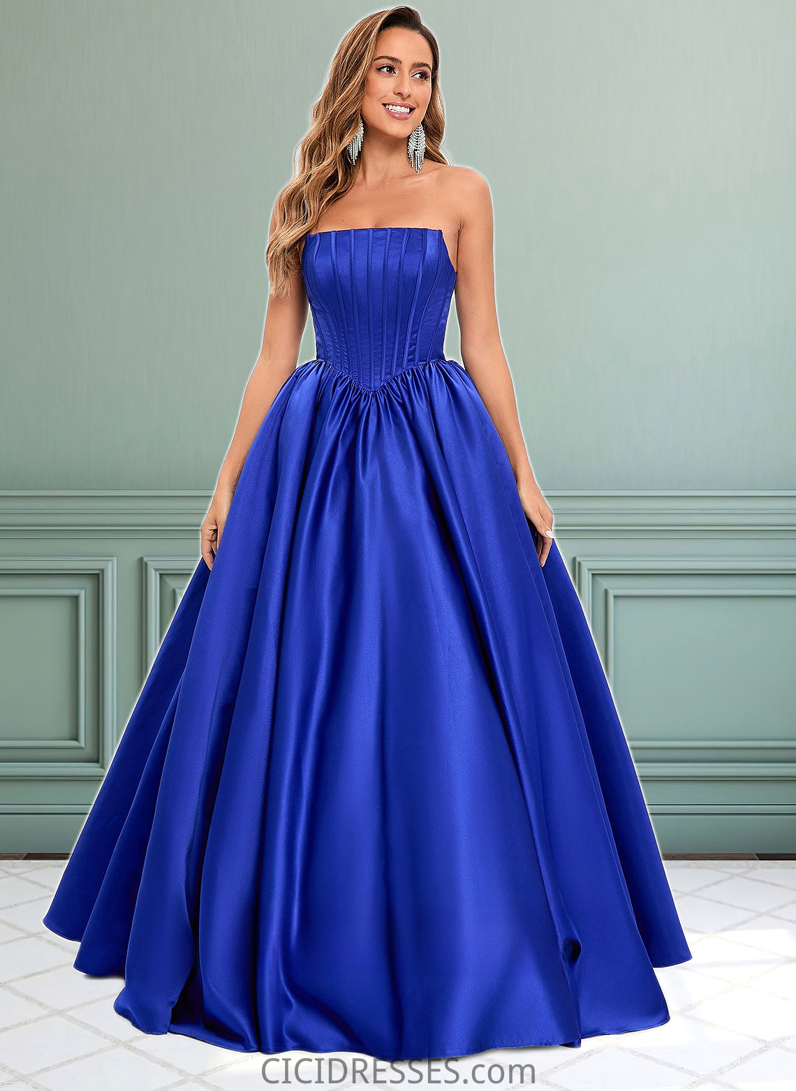 Nyla Ball-Gown/Princess Straight Floor-Length Satin Prom Dresses CIC8P0025831