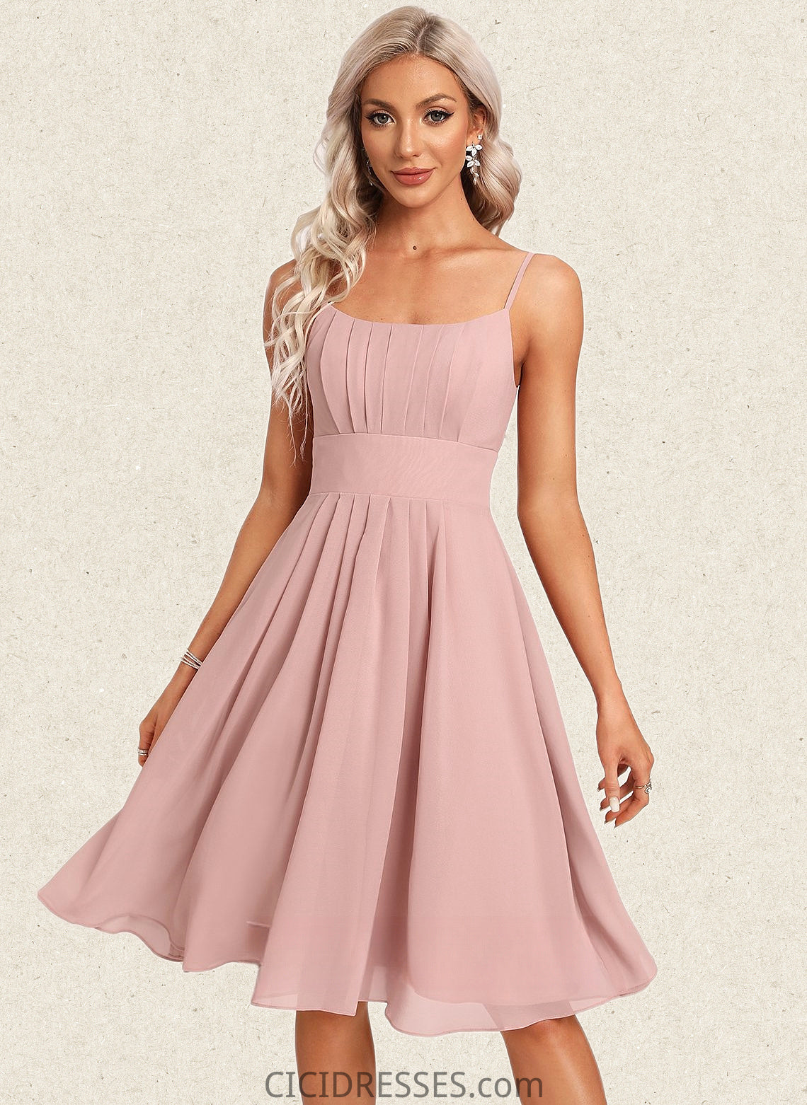 Alannah A-line Scoop Knee-Length Chiffon Homecoming Dress CIC8P0025686