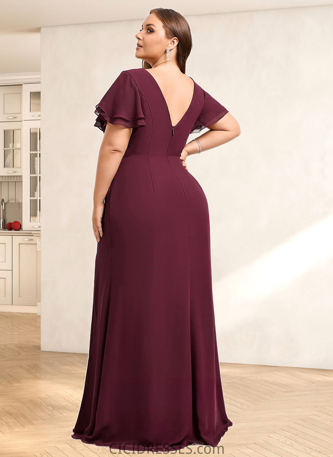 Shirley A-line Boat Neck Floor-Length Chiffon Bridesmaid Dress With Ruffle CIC8P0025827