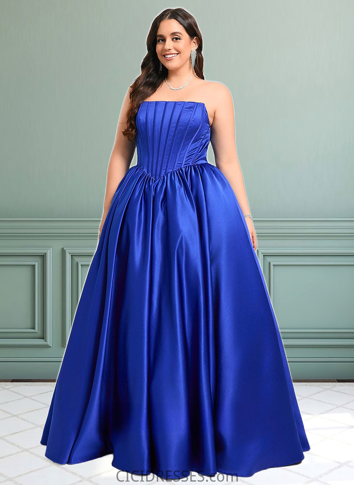 Nyla Ball-Gown/Princess Straight Floor-Length Satin Prom Dresses CIC8P0025831