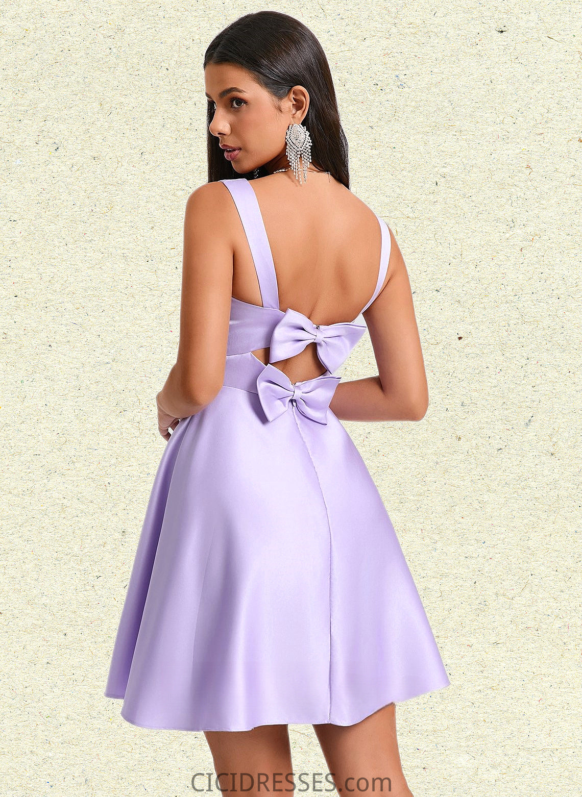 Shyanne A-line Sweetheart Short Satin Homecoming Dress With Bow CIC8P0025682