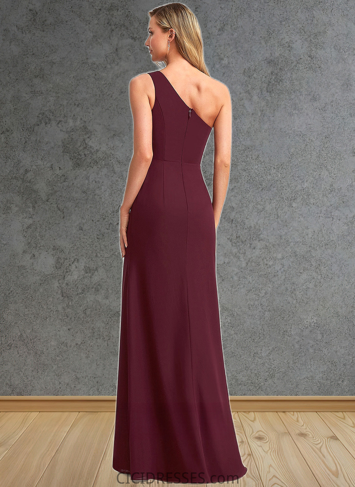 Reyna A-line One Shoulder Floor-Length Chiffon Bridesmaid Dress CIC8P0025756