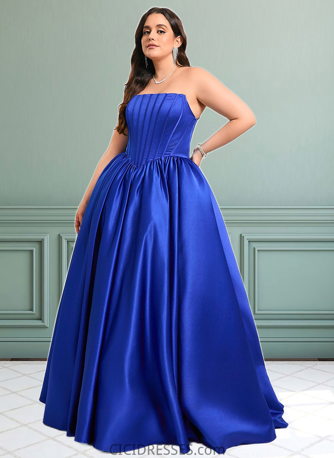 Nyla Ball-Gown/Princess Straight Floor-Length Satin Prom Dresses CIC8P0025831