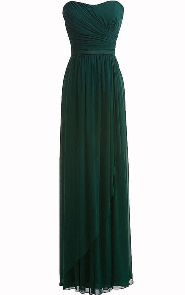 Wonderful Hunter Green Chiffon Ruffle Sweetheart Floor Length Empire Bridesmaid Dresses / Gowns