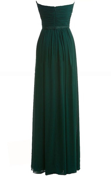 Wonderful Hunter Green Chiffon Ruffle Sweetheart Floor Length Empire Bridesmaid Dresses / Gowns