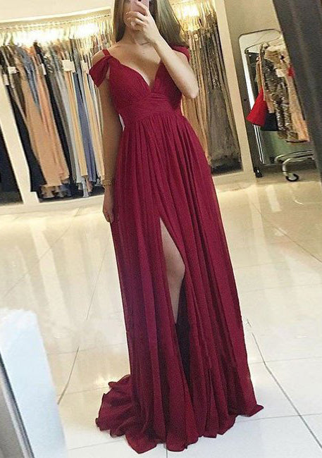 2024 Cheap Chiffon Princess/A-Line Burgundy Sweetheart Prom Dresses