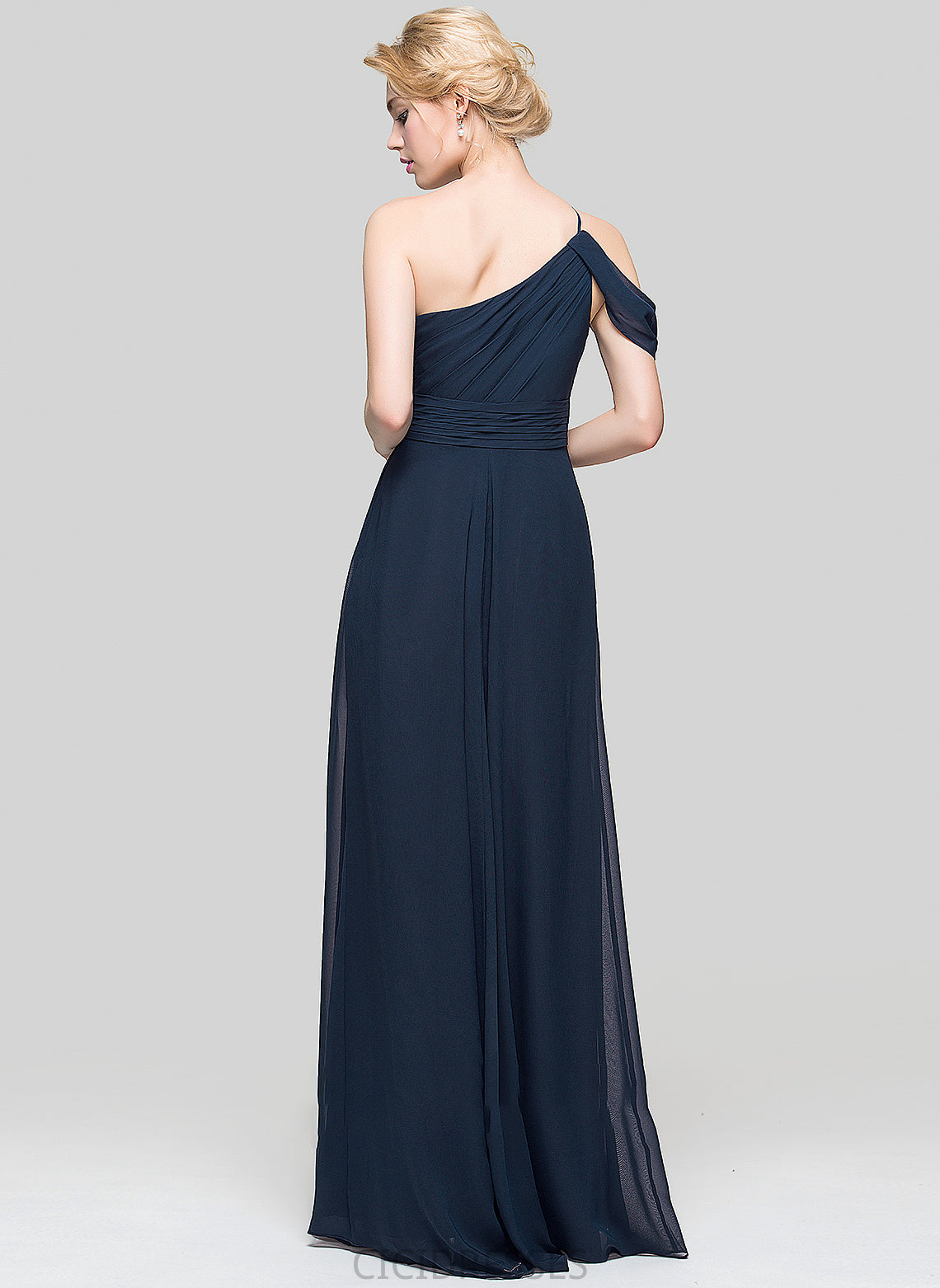 Embellishment Silhouette Length A-Line Neckline One-Shoulder Floor-Length Ruffle Fabric Erica Floor Length Sleeveless Bridesmaid Dresses