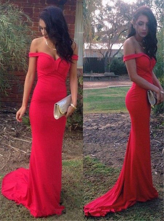 Mermaid Sweetheart Off Shoulder Bodice Elegant Floor Length Prom Dress