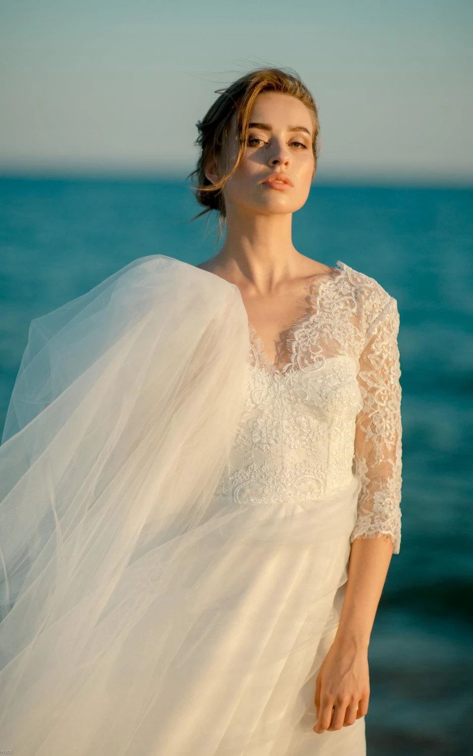 2024 Princess A-Line Wedding Dresses New Arrival Long Sleeves Lace Tulle Beach Bridal Gowns