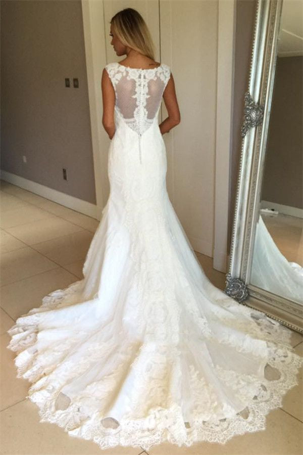 2024 Cheap Wedding Dresses Sheath White Sweetheart Lace Beach Bridal Gowns