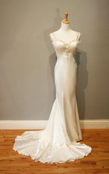 2024 Elegant Wedding Dresses Sheath Sweetheart Elastic Satin Sweetheart Backless Bridal Gowns