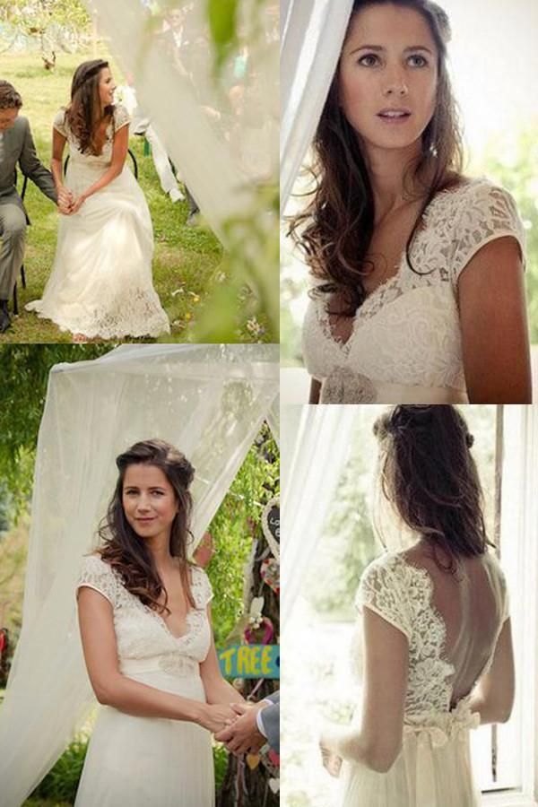 2024 Princess A-Line Wedding Dresses New Arrival Sweetheart Capped Sleeves Backless Lace Beach Bridal Gowns