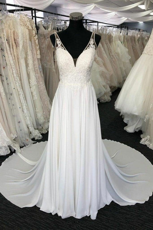 2024 Wedding Dresses Newly A-Line Chiffon Sweetheart Lace Beach