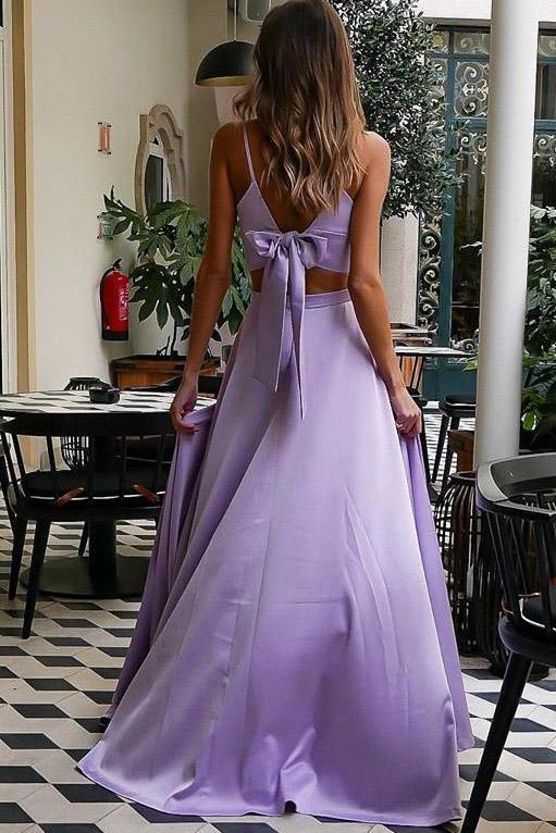 2024 New Arrival Prom Dresses A Line Sweetheart Lilac Side Slit Bowknot Back