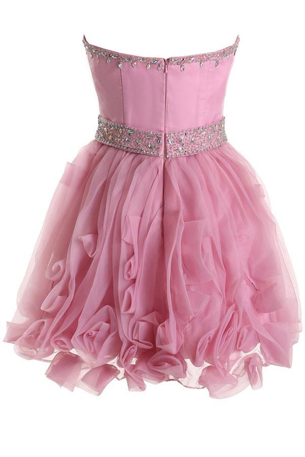 Sweetheart Organza Pink Prom Dress Homecoming Dress ED53