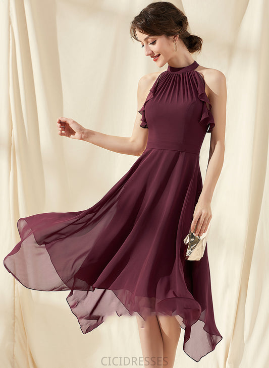 CascadingRuffles Fabric Silhouette Length Tea-Length Embellishment A-Line ScoopNeck Neckline Aubrie Floor Length Natural Waist Bridesmaid Dresses