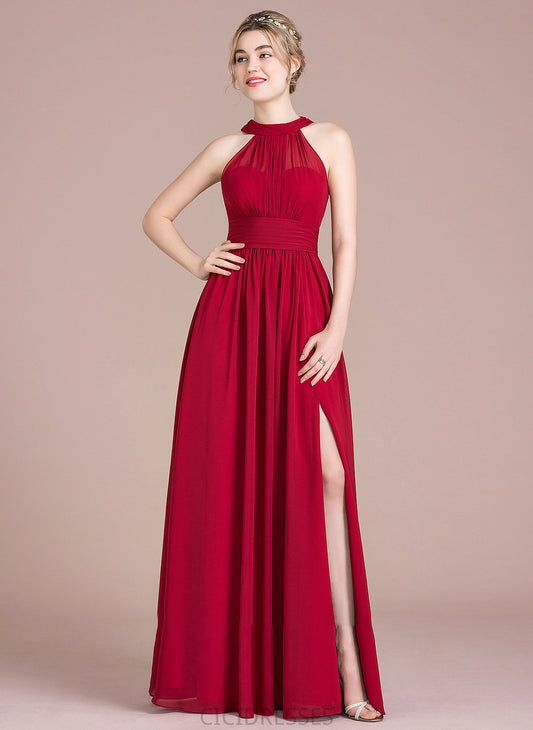 Embellishment Bow(s) ScoopNeck Fabric Floor-Length Silhouette SplitFront Ruffle A-Line Length Neckline Yareli Bridesmaid Dresses