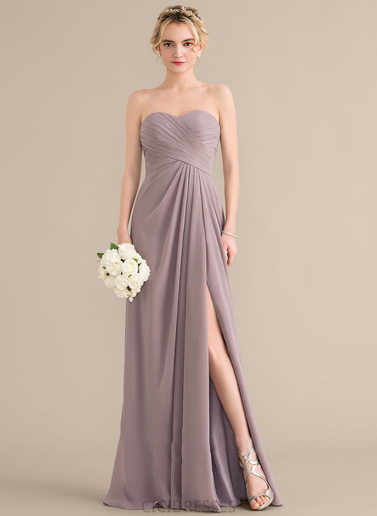 Floor-Length Length Fabric Sweetheart Ruffle Embellishment Neckline A-Line Silhouette SplitFront Alessandra Sleeveless Bridesmaid Dresses