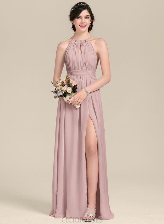 Ruffle Length SplitFront Silhouette Bow(s) A-Line Floor-Length ScoopNeck Embellishment Neckline Fabric Kendall Bridesmaid Dresses