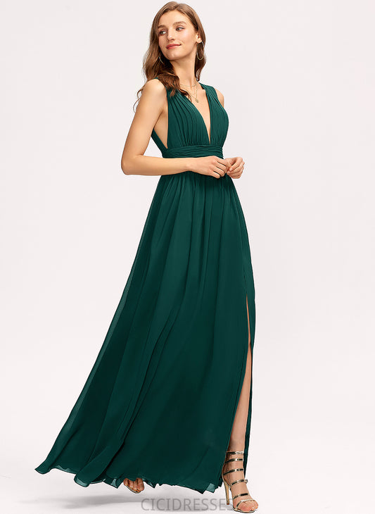 Neckline A-Line V-neck Fabric Silhouette Length Floor-Length Embellishment SplitFront Kit Straps Sleeveless Bridesmaid Dresses