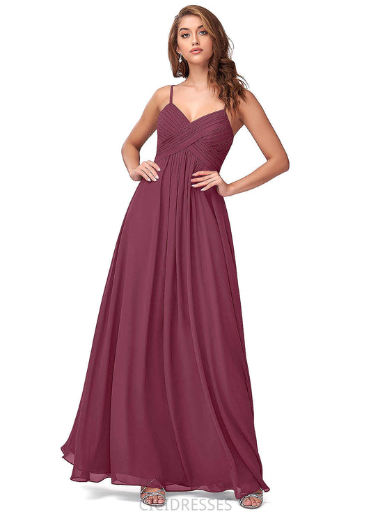 Yvonne A-Line/Princess Natural Waist Sleeveless Floor Length V-Neck Bridesmaid Dresses