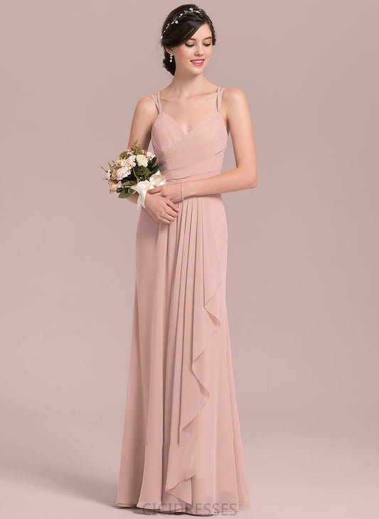 Neckline Length A-Line Embellishment Fabric Sweetheart CascadingRuffles Floor-Length Silhouette Madelyn Spaghetti Staps Floor Length Bridesmaid Dresses