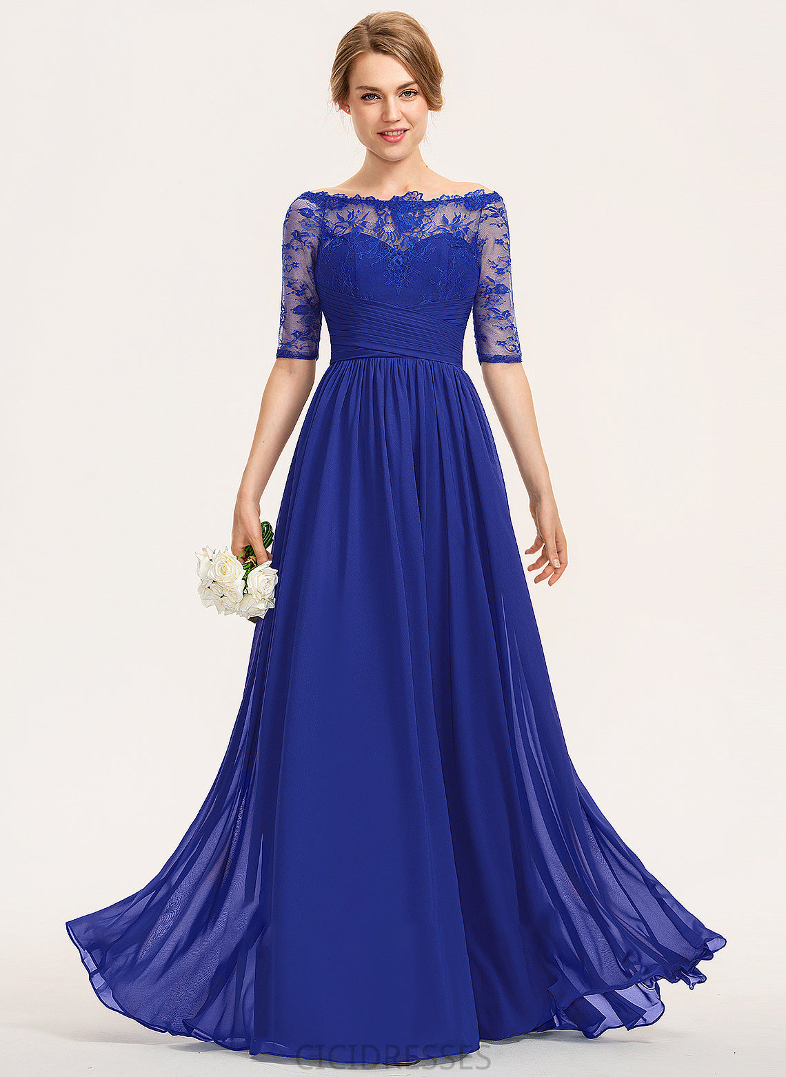 A-Line Neckline Embellishment Floor-Length Ruffle Off-the-Shoulder Length Silhouette Fabric Piper Floor Length Spaghetti Staps Bridesmaid Dresses