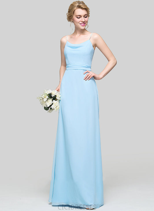 Floor-Length Fabric Length Embellishment Neckline Ruffle CowlNeck A-Line Silhouette April Floor Length Natural Waist Bridesmaid Dresses