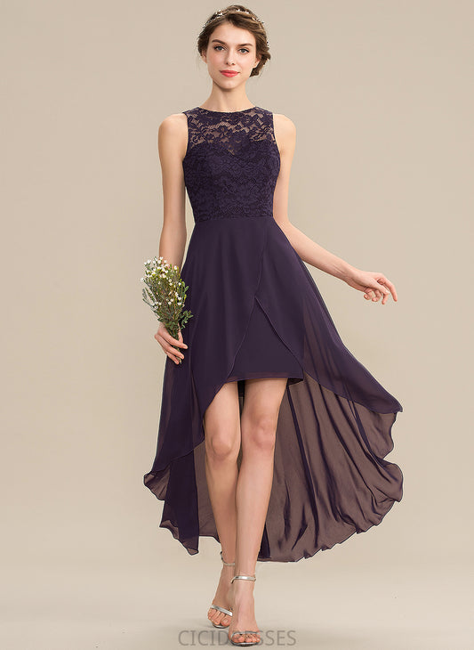 Neckline A-Line Fabric Lace Length ScoopNeck Silhouette Asymmetrical Straps Rayne Floor Length Natural Waist Bridesmaid Dresses