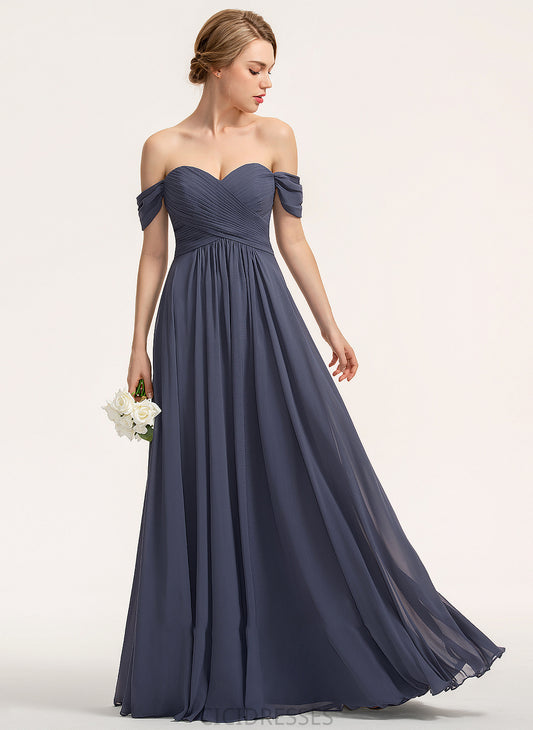 Fabric Off-the-Shoulder Silhouette Ruffle Neckline A-Line Floor-Length Length Embellishment Lorna Natural Waist Spaghetti Staps Bridesmaid Dresses