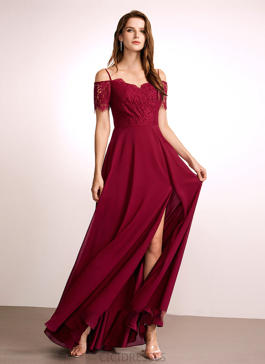 Length Floor-Length A-Line Neckline Lace Silhouette Fabric Straps V-neck Veronica Off The Shoulder Sleeveless Bridesmaid Dresses