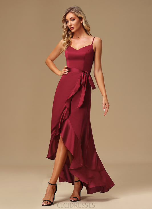 A-Line Length Fabric Embellishment Asymmetrical Neckline V-neck SplitFront Silhouette Annabella Floor Length V-Neck Bridesmaid Dresses