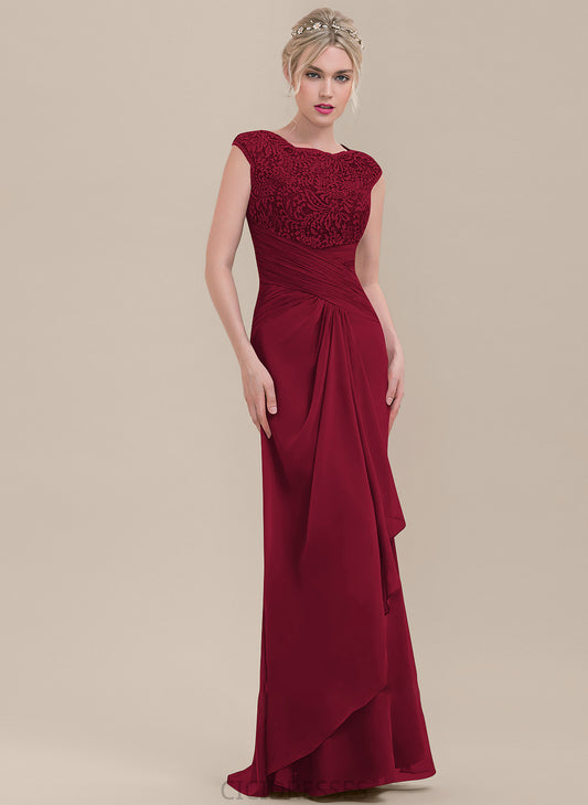 Floor-Length CascadingRuffles Neckline Length Sheath/Column Embellishment ScoopNeck Fabric Silhouette Lucinda Natural Waist Sleeveless Bridesmaid Dresses