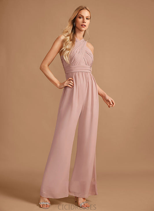 Pleated Fabric Length Neckline HighNeck Embellishment Straps Floor-Length Brittany Floor Length Natural Waist V-Neck Bridesmaid Dresses