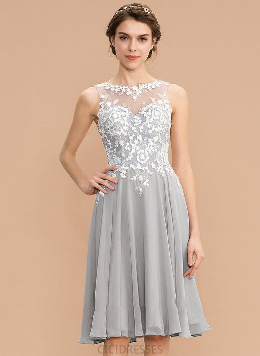 Length Neckline Silhouette Straps Knee-Length A-Line Fabric Lace ScoopNeck Nell A-Line/Princess Scoop Bridesmaid Dresses