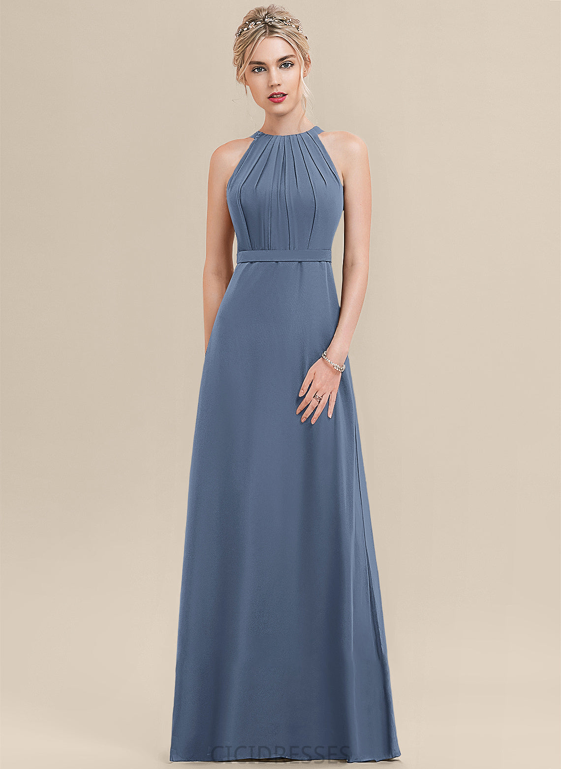 Length Neckline Fabric Embellishment Silhouette ScoopNeck Floor-Length A-Line Ruffle Willow Natural Waist Sleeveless Bridesmaid Dresses