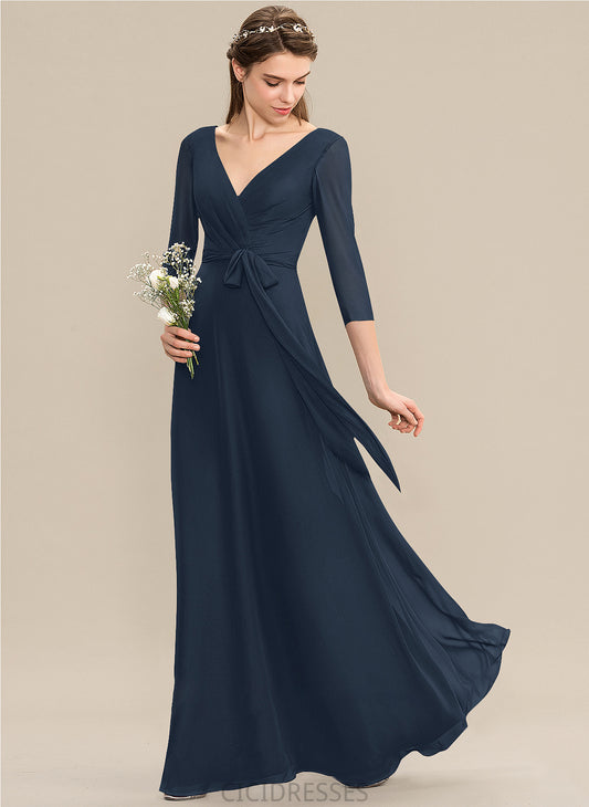 Ruffle Neckline Length Embellishment Fabric Bow(s) A-Line V-neck Floor-Length Silhouette Miya Scoop Bridesmaid Dresses