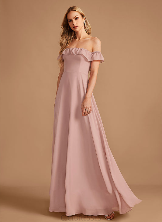 Ruffle Length A-Line Neckline Off-the-Shoulder Silhouette Floor-Length Embellishment Fabric Anabella Spaghetti Staps Natural Waist Bridesmaid Dresses