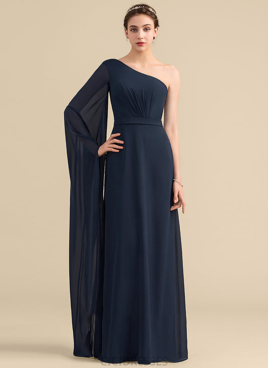 Silhouette Floor-Length Embellishment Fabric One-Shoulder Neckline Length A-Line Ruffle Laci Sleeveless Floor Length Bridesmaid Dresses