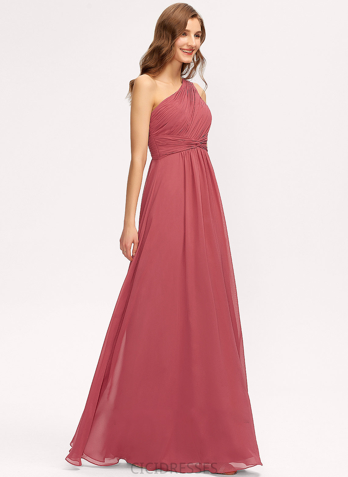 Embellishment Fabric Silhouette Neckline One-Shoulder Length Floor-Length A-Line Ruffle Hannah Sleeveless Floor Length Bridesmaid Dresses