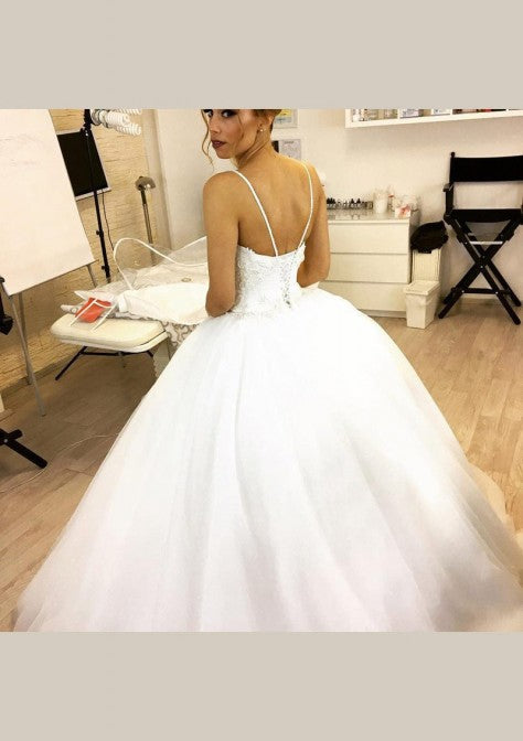 Tulle 2024 Ball Gown Wedding Dresses Spaghetti Straps