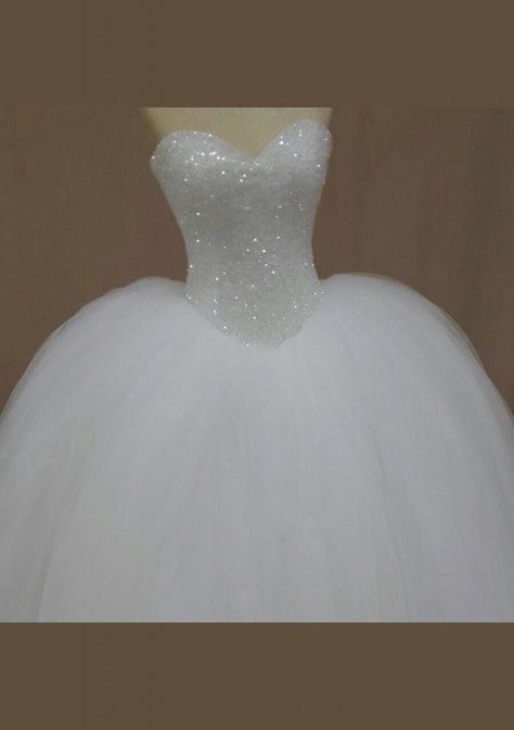 Sweetheart Ball Gown Sequins Tulle 2024 Wedding Dresses