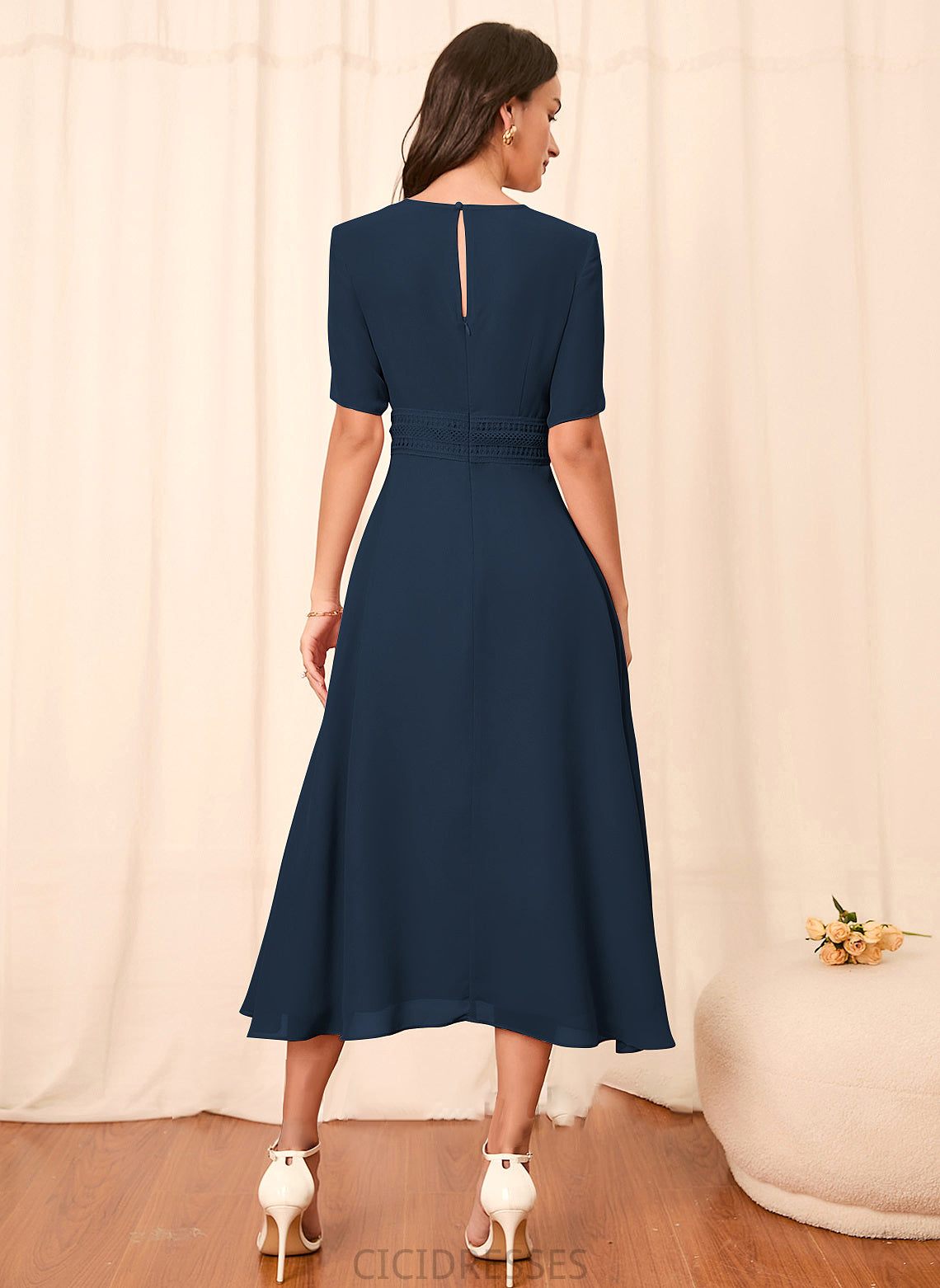 Sleeve Straps Length Silhouette Sleeves Fabric A-Line Knee-Length Belinda Natural Waist One Shoulder Sleeveless Bridesmaid Dresses