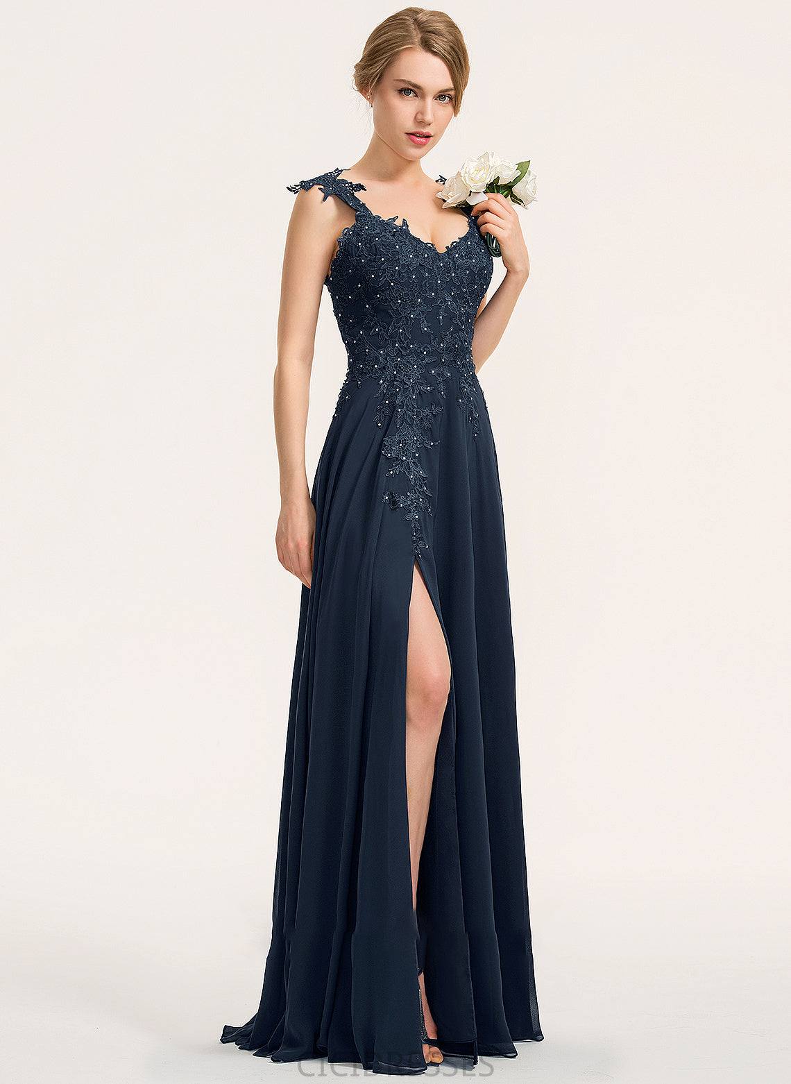 Silhouette Embellishment Length A-Line Fabric Neckline Sweetheart Beading SplitFront Floor-Length Jacqueline Floor Length Bridesmaid Dresses